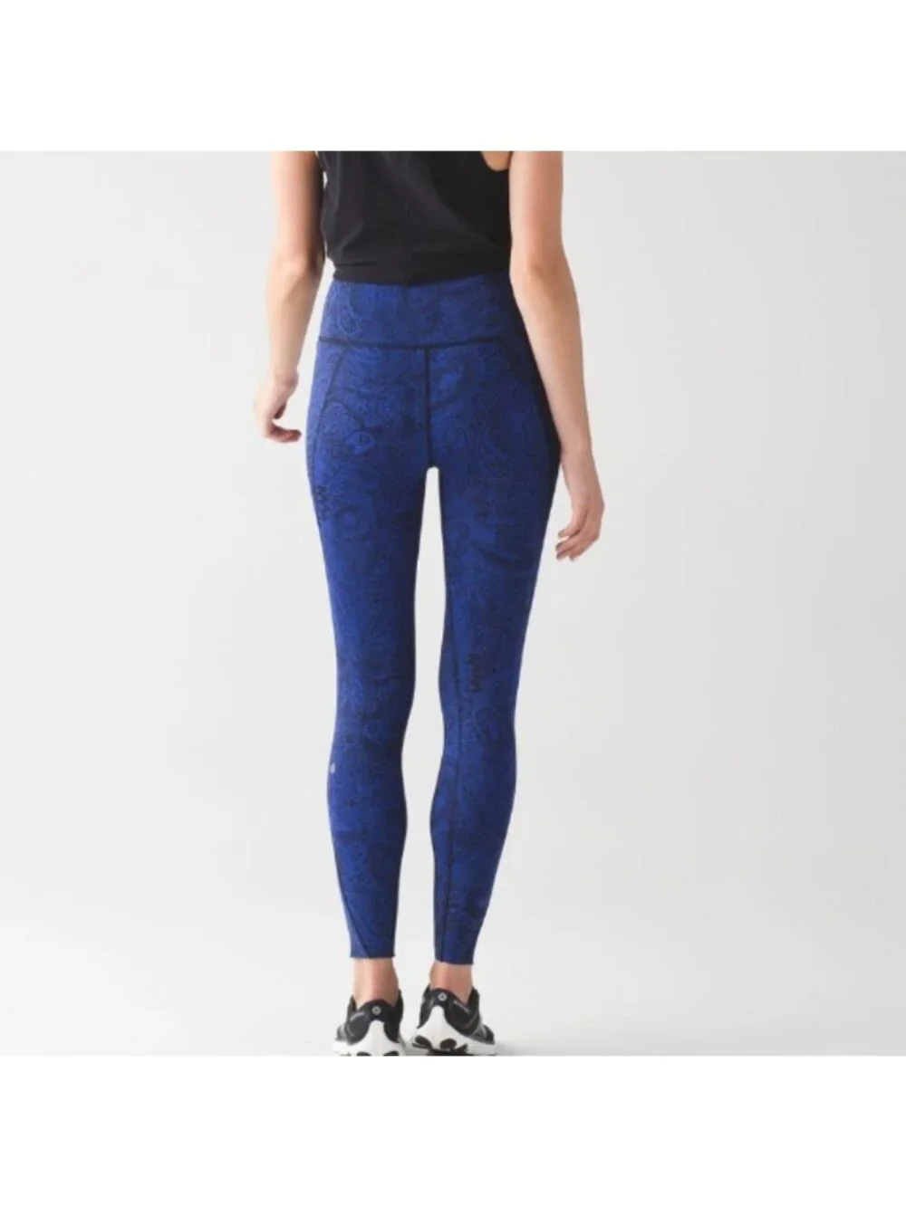 Lululemon Like Nothing 7/8 Tight Antique Paisley Sapphire Blue Black